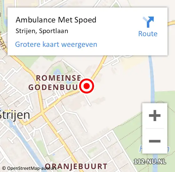 Locatie op kaart van de 112 melding: Ambulance Met Spoed Naar Strijen, Sportlaan op 6 januari 2019 11:55
