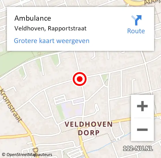 Locatie op kaart van de 112 melding: Ambulance Veldhoven, Rapportstraat op 6 januari 2019 12:12