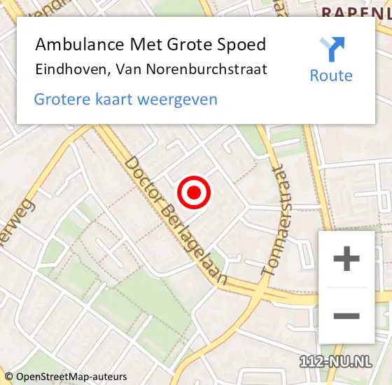 Locatie op kaart van de 112 melding: Ambulance Met Grote Spoed Naar Eindhoven, Van Norenburchstraat op 6 januari 2019 12:23