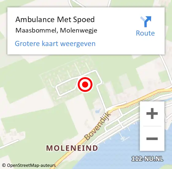 Locatie op kaart van de 112 melding: Ambulance Met Spoed Naar Maasbommel, Molenwegje op 6 januari 2019 12:24