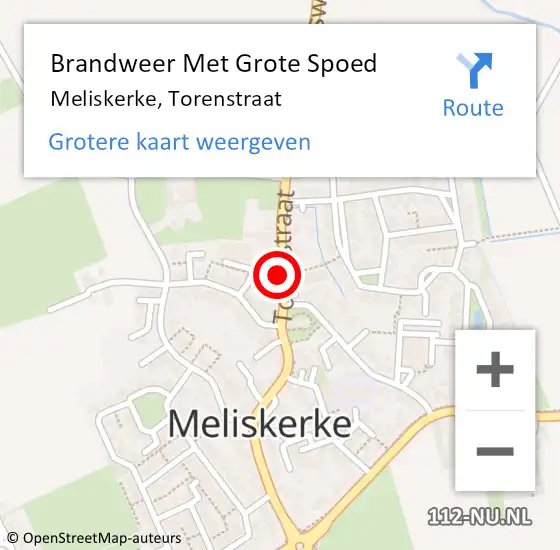 Locatie op kaart van de 112 melding: Brandweer Met Grote Spoed Naar Meliskerke, Torenstraat op 6 januari 2019 13:36