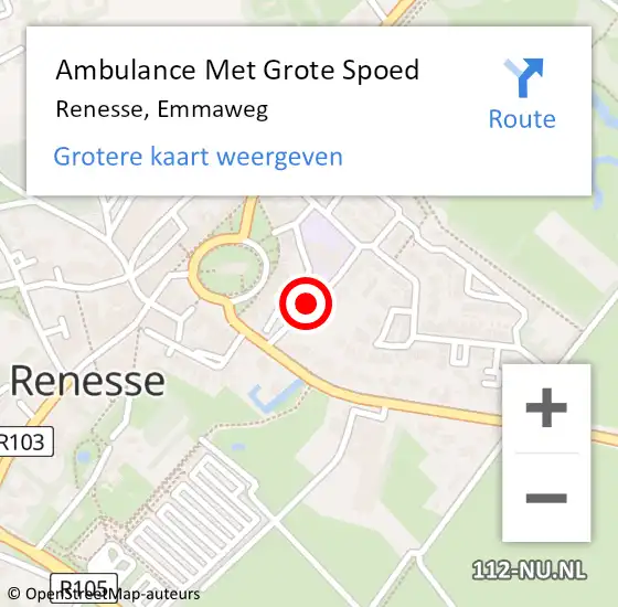 Locatie op kaart van de 112 melding: Ambulance Met Grote Spoed Naar Renesse, Emmaweg op 6 januari 2019 15:18