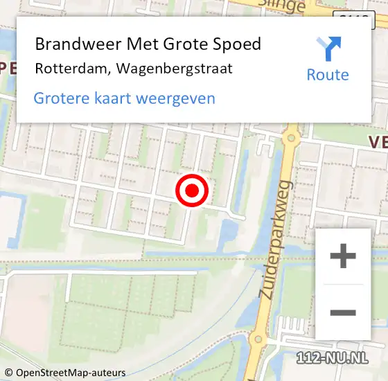 Locatie op kaart van de 112 melding: Brandweer Met Grote Spoed Naar Rotterdam, Wagenbergstraat op 6 januari 2019 16:53