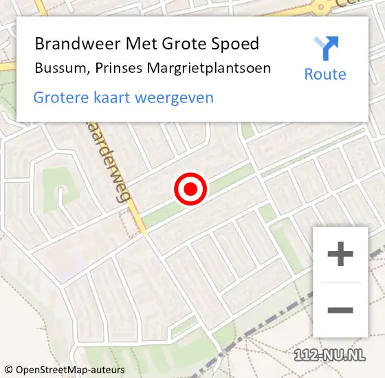 Locatie op kaart van de 112 melding: Brandweer Met Grote Spoed Naar Bussum, Prinses Margrietplantsoen op 6 januari 2019 17:15