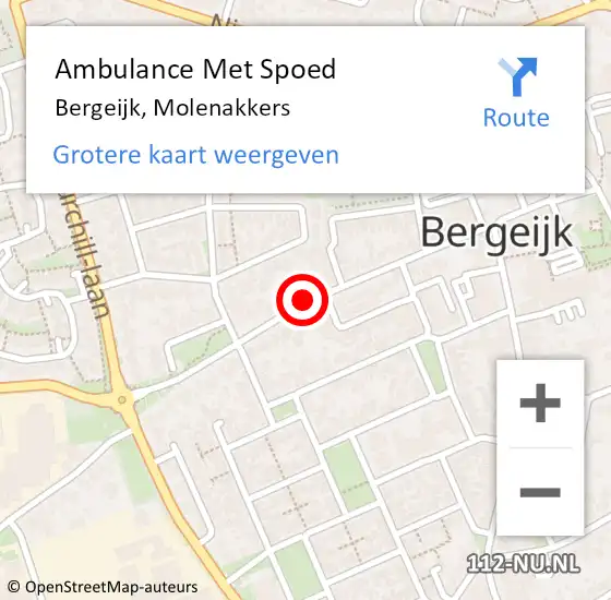 Locatie op kaart van de 112 melding: Ambulance Met Spoed Naar Bergeijk, Molenakkers op 6 januari 2019 17:17