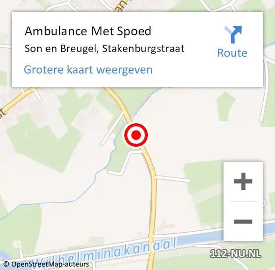 Locatie op kaart van de 112 melding: Ambulance Met Spoed Naar Son en Breugel, Stakenburgstraat op 6 januari 2019 17:25