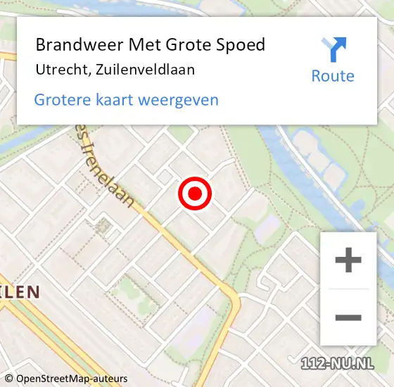 Locatie op kaart van de 112 melding: Brandweer Met Grote Spoed Naar Utrecht, Zuilenveldlaan op 6 januari 2019 18:18