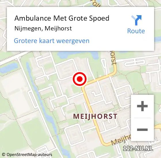 Locatie op kaart van de 112 melding: Ambulance Met Grote Spoed Naar Nijmegen, Meijhorst op 6 januari 2019 18:23