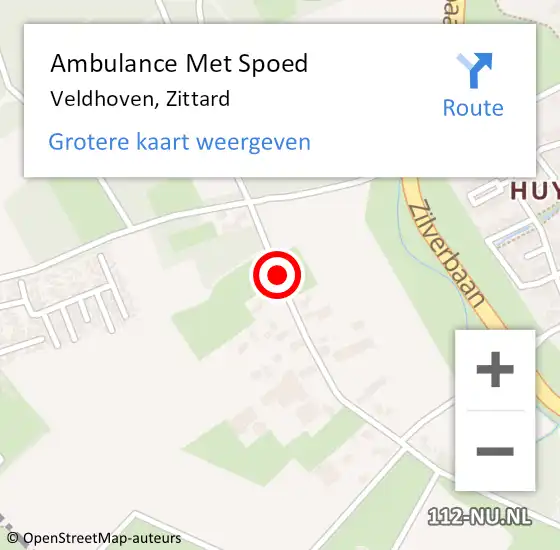 Locatie op kaart van de 112 melding: Ambulance Met Spoed Naar Veldhoven, Zittard op 6 januari 2019 18:28