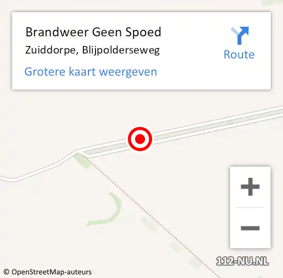 Locatie op kaart van de 112 melding: Brandweer Geen Spoed Naar Zuiddorpe, Blijpolderseweg op 6 januari 2019 19:02