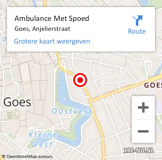 Locatie op kaart van de 112 melding: Ambulance Met Spoed Naar Goes, Anjelierstraat op 6 januari 2019 19:14