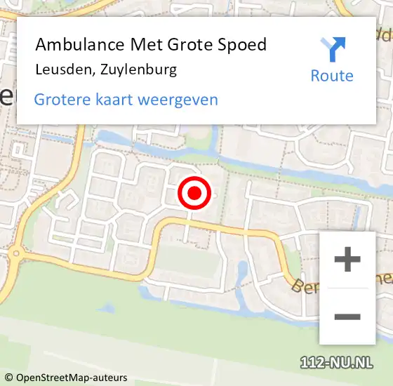 Locatie op kaart van de 112 melding: Ambulance Met Grote Spoed Naar Leusden, Zuylenburg op 6 januari 2019 19:43