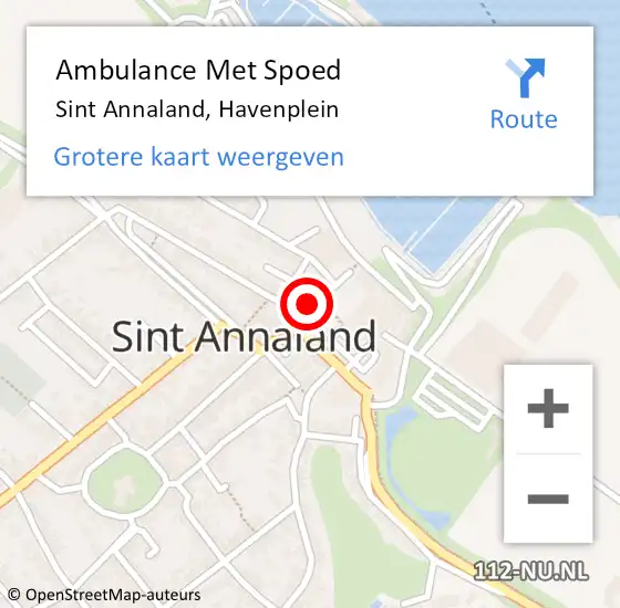 Locatie op kaart van de 112 melding: Ambulance Met Spoed Naar Sint-Annaland, Havenplein op 6 januari 2019 20:06