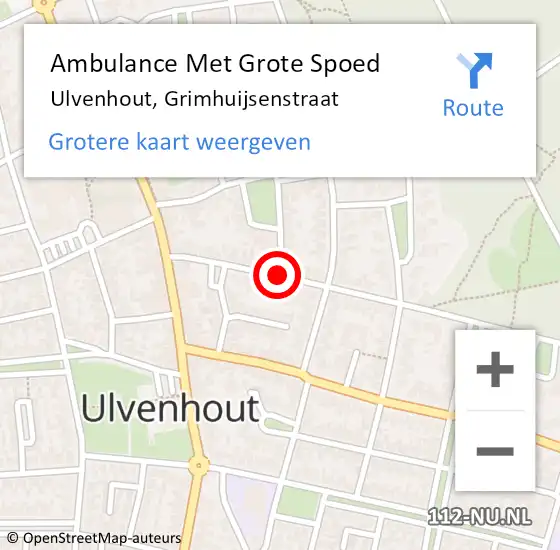 Locatie op kaart van de 112 melding: Ambulance Met Grote Spoed Naar Ulvenhout, Grimhuijsenstraat op 6 januari 2019 21:13