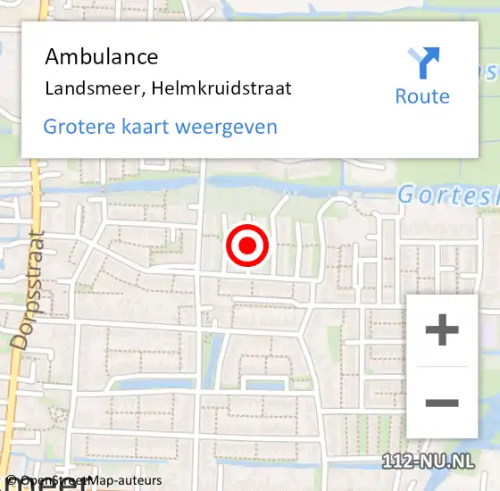 Locatie op kaart van de 112 melding: Ambulance Landsmeer, Helmkruidstraat op 6 januari 2019 21:18