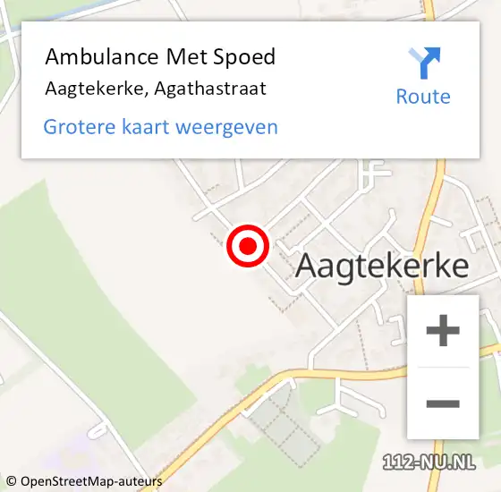 Locatie op kaart van de 112 melding: Ambulance Met Spoed Naar Aagtekerke, Agathastraat op 6 januari 2019 21:36