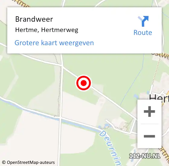 Locatie op kaart van de 112 melding: Brandweer Hertme, Hertmerweg op 6 januari 2019 22:09