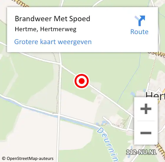 Locatie op kaart van de 112 melding: Brandweer Met Spoed Naar Hertme, Hertmerweg op 6 januari 2019 22:24