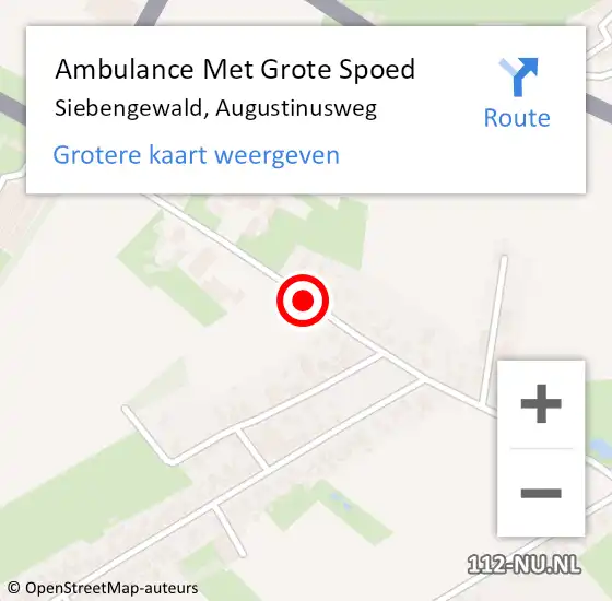 Locatie op kaart van de 112 melding: Ambulance Met Grote Spoed Naar Siebengewald, Augustinusweg op 7 januari 2019 00:11
