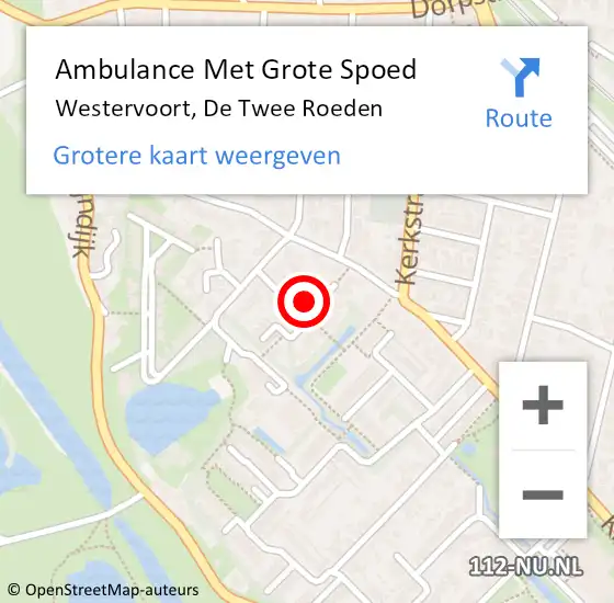 Locatie op kaart van de 112 melding: Ambulance Met Grote Spoed Naar Westervoort, De Twee Roeden op 7 januari 2019 00:50