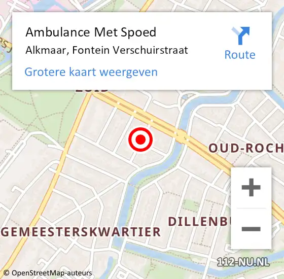 Locatie op kaart van de 112 melding: Ambulance Met Spoed Naar Alkmaar, Fontein Verschuirstraat op 7 januari 2019 02:55