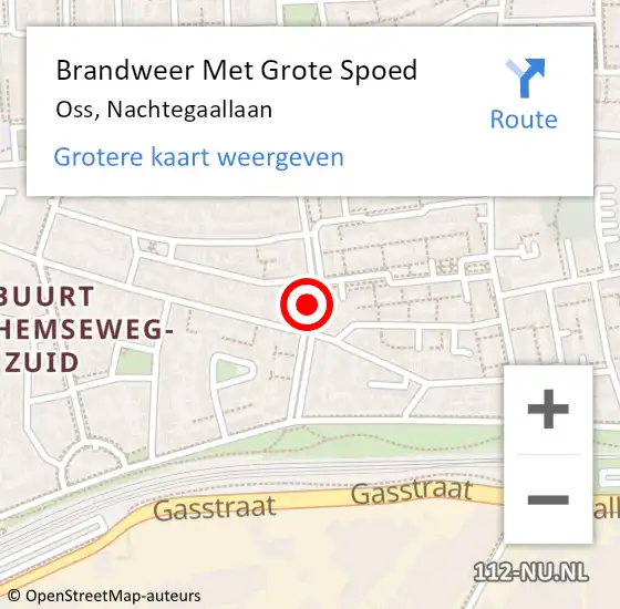 Locatie op kaart van de 112 melding: Brandweer Met Grote Spoed Naar Oss, Nachtegaallaan op 7 januari 2019 05:21