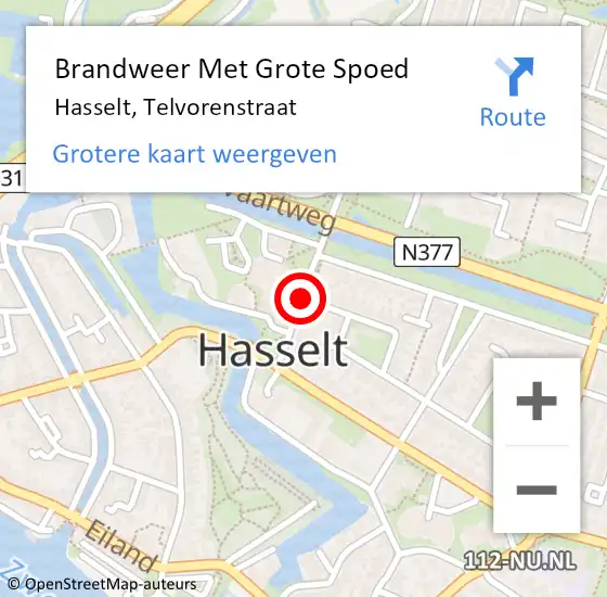 Locatie op kaart van de 112 melding: Brandweer Met Grote Spoed Naar Hasselt, Telvorenstraat op 7 januari 2019 07:28