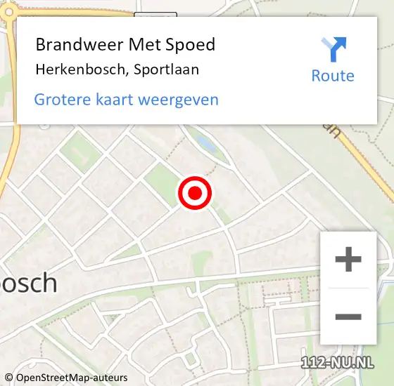 Locatie op kaart van de 112 melding: Brandweer Met Spoed Naar Herkenbosch, Sportlaan op 7 januari 2019 08:21