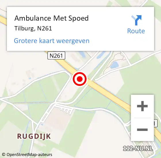 Locatie op kaart van de 112 melding: Ambulance Met Spoed Naar Tilburg, N261 op 7 januari 2019 08:26
