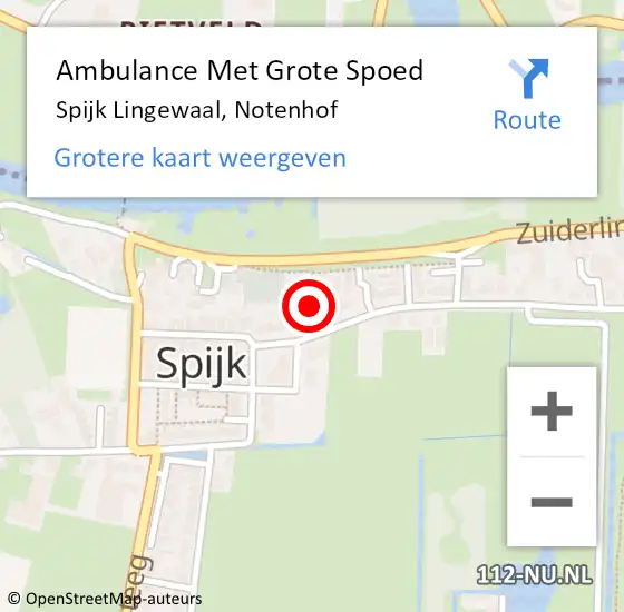 Locatie op kaart van de 112 melding: Ambulance Met Grote Spoed Naar Spijk Lingewaal, Notenhof op 7 januari 2019 08:41