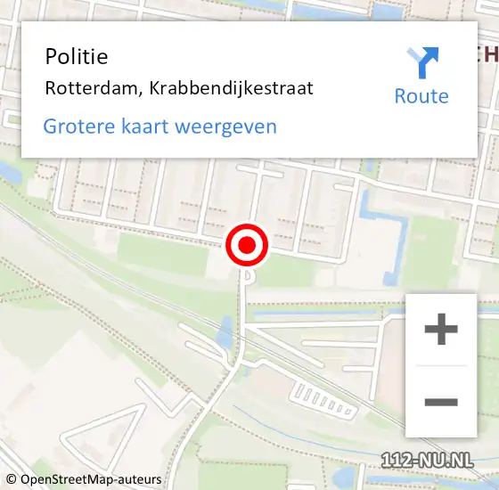 Locatie op kaart van de 112 melding: Politie Rotterdam, Krabbendijkestraat op 7 januari 2019 08:50