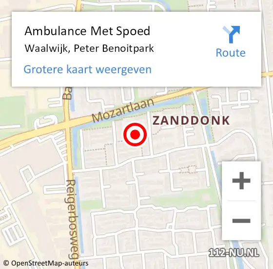 Locatie op kaart van de 112 melding: Ambulance Met Spoed Naar Waalwijk, Peter Benoitpark op 7 januari 2019 09:02