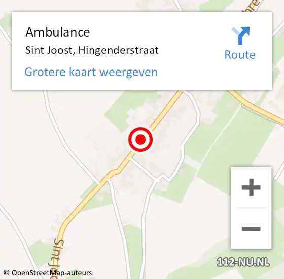 Locatie op kaart van de 112 melding: Ambulance Sint Joost, Hingenderstraat op 7 januari 2019 09:53