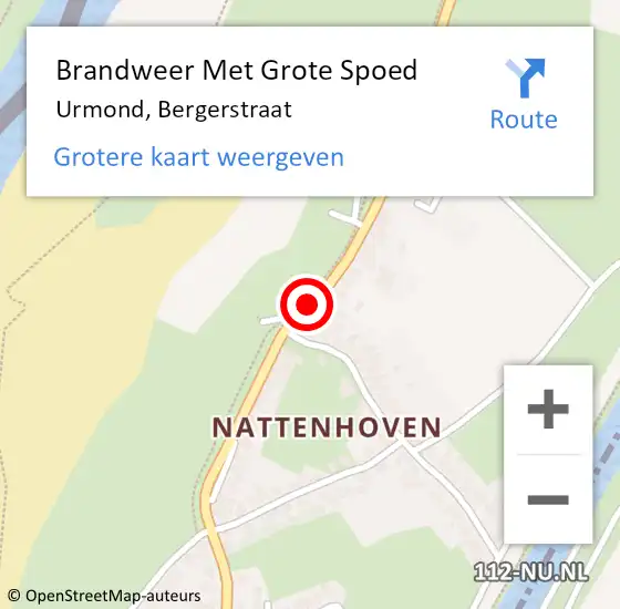 Locatie op kaart van de 112 melding: Brandweer Met Grote Spoed Naar Urmond, Bergerstraat op 7 januari 2019 10:21