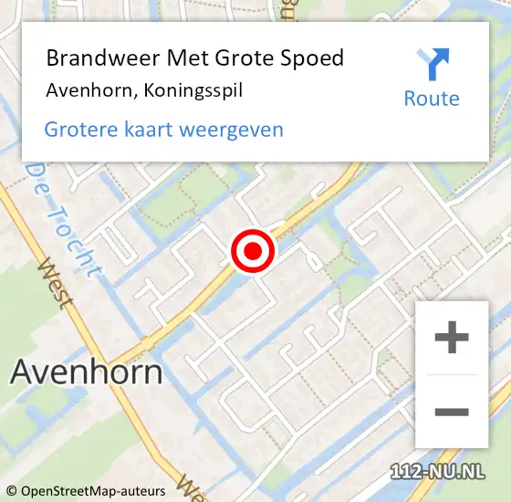 Locatie op kaart van de 112 melding: Brandweer Met Grote Spoed Naar Avenhorn, Koningsspil op 7 januari 2019 11:18