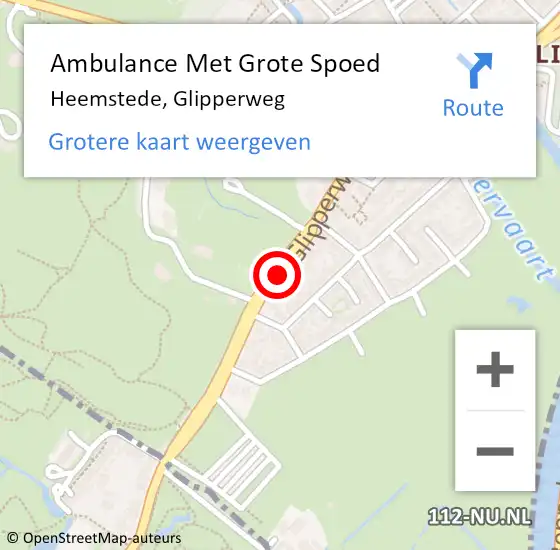 Locatie op kaart van de 112 melding: Ambulance Met Grote Spoed Naar Heemstede, Glipperweg op 7 januari 2019 12:48