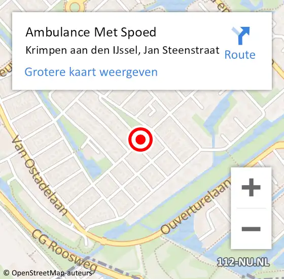 Locatie op kaart van de 112 melding: Ambulance Met Spoed Naar Krimpen aan den IJssel, Jan Steenstraat op 7 januari 2019 13:21