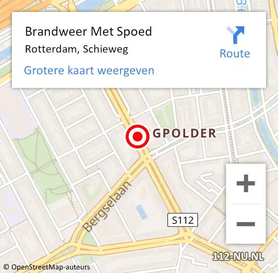 Locatie op kaart van de 112 melding: Brandweer Met Spoed Naar Rotterdam, Schieweg op 7 januari 2019 13:22