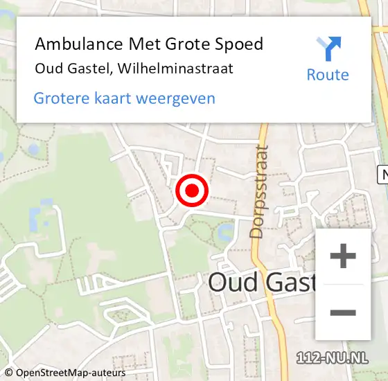 Locatie op kaart van de 112 melding: Ambulance Met Grote Spoed Naar Oud Gastel, Wilhelminastraat op 7 januari 2019 13:36