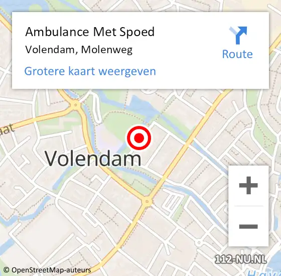 Locatie op kaart van de 112 melding: Ambulance Met Spoed Naar Volendam, Molenweg op 7 januari 2019 13:44