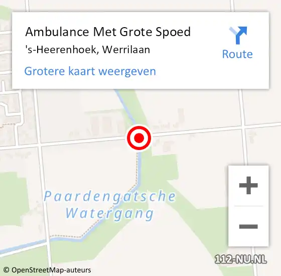 Locatie op kaart van de 112 melding: Ambulance Met Grote Spoed Naar 's-Heerenhoek, Werrilaan op 7 januari 2019 14:38