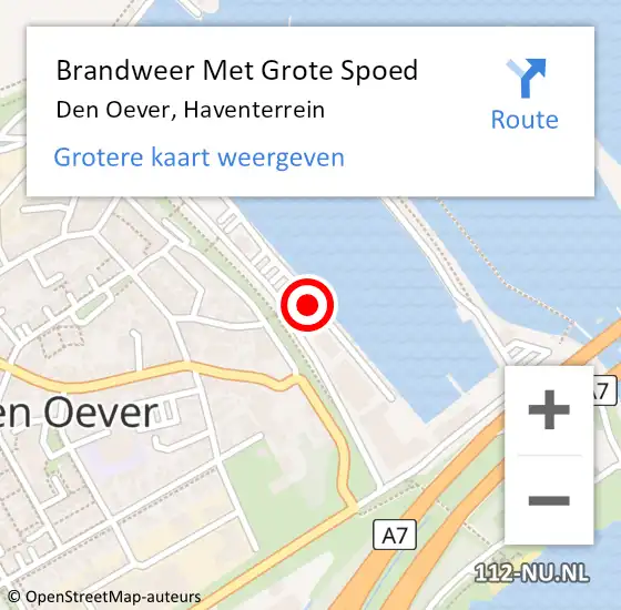 Locatie op kaart van de 112 melding: Brandweer Met Grote Spoed Naar Den Oever, Haventerrein op 7 januari 2019 14:39