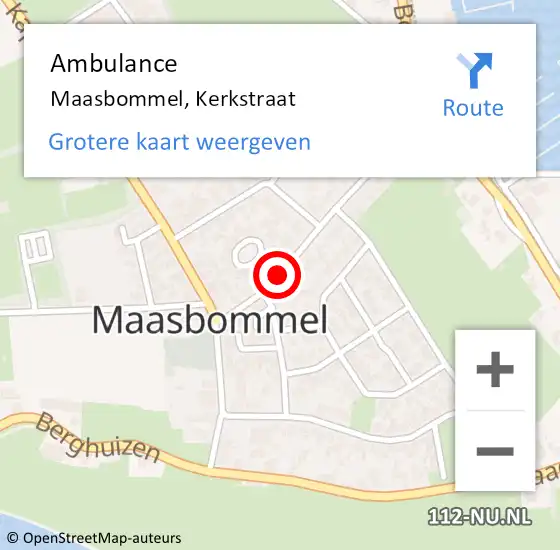 Locatie op kaart van de 112 melding: Ambulance Maasbommel, Kerkstraat op 7 januari 2019 15:37