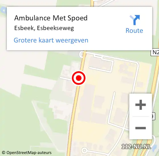 Locatie op kaart van de 112 melding: Ambulance Met Spoed Naar Esbeek, Esbeekseweg op 7 januari 2019 15:39
