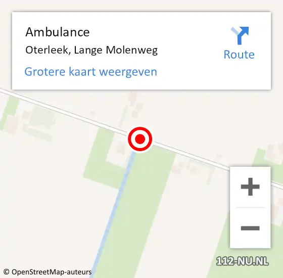 Locatie op kaart van de 112 melding: Ambulance Oterleek, Lange Molenweg op 7 januari 2019 15:42