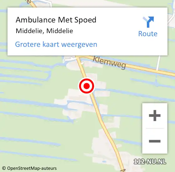 Locatie op kaart van de 112 melding: Ambulance Met Spoed Naar Middelie, Middelie op 7 januari 2019 15:56