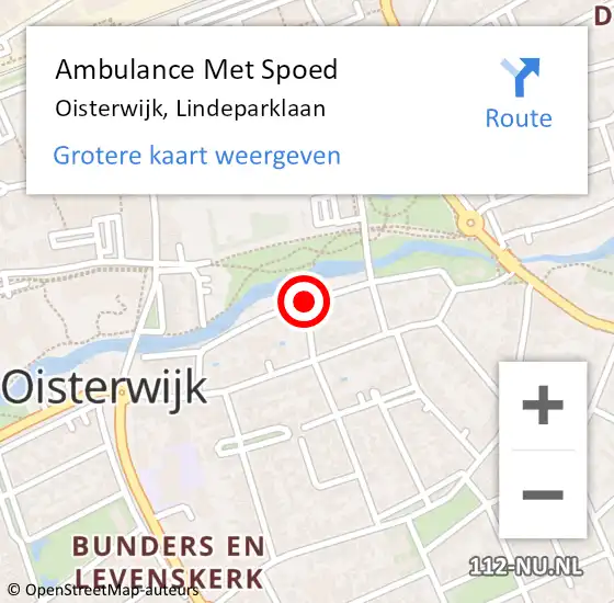 Locatie op kaart van de 112 melding: Ambulance Met Spoed Naar Oisterwijk, Lindeparklaan op 7 januari 2019 17:25