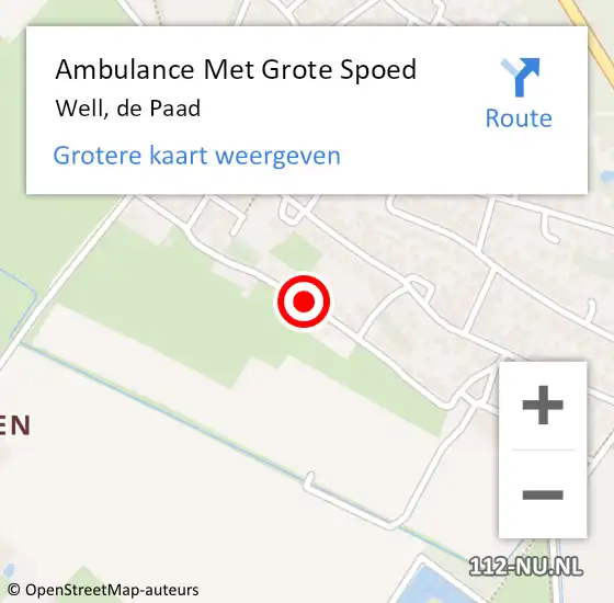 Locatie op kaart van de 112 melding: Ambulance Met Grote Spoed Naar Well, de Paad op 7 januari 2019 17:55