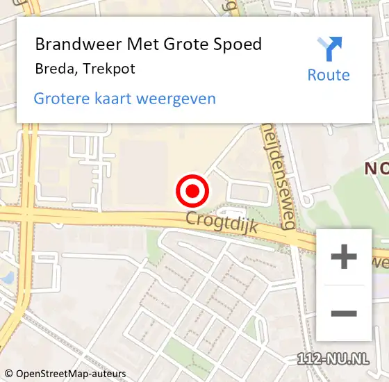 Locatie op kaart van de 112 melding: Brandweer Met Grote Spoed Naar Breda, Trekpot op 7 januari 2019 18:31