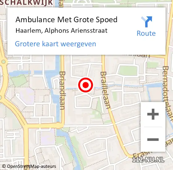 Locatie op kaart van de 112 melding: Ambulance Met Grote Spoed Naar Haarlem, Alphons Ariensstraat op 7 januari 2019 19:50